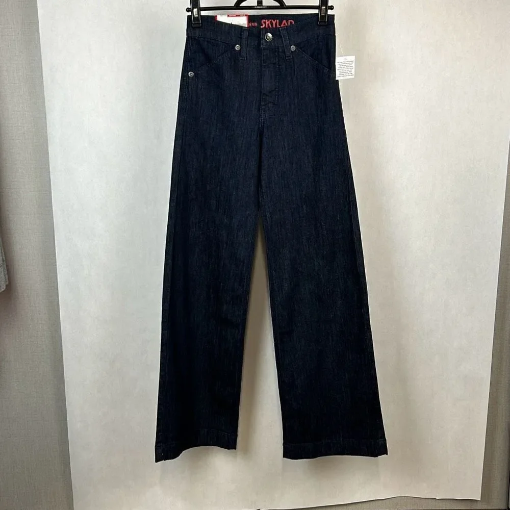 NEW Cruel Girl Denim Skylar Trouser Jeans Sky-High Rise Wide Leg Sz 34/17 Dark W